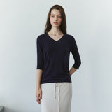 SITP5313 Soft V-Neck 3/4-Sleeve T-Shirt_Navy