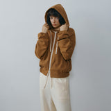 SITP5317 Contrast Hooded Zip-Up_Camel brown
