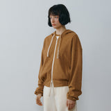 SITP5317 Contrast Hooded Zip-Up_Camel brown