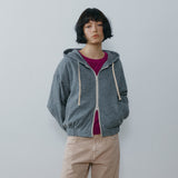 SITP5317 Contrast Hooded Zip-Up_Melange gray
