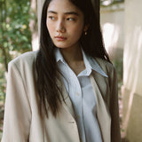 SITP5195 Point Collar Loose Fit Short Sleeve Shirt_White