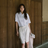 SITP5195 Point Collar Loose Fit Short Sleeve Shirt_White