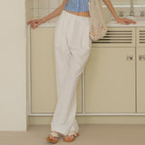 SIPT7078 Two-Tuck Nylon Slacks_White