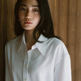SITP5195 Point Collar Loose Fit Short Sleeve Shirt_White