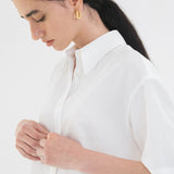 SITP5195 Point Collar Loose Fit Short Sleeve Shirt_White