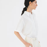 SITP5195 Point Collar Loose Fit Short Sleeve Shirt_White