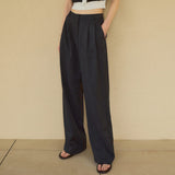SIPT7078 Two-Tuck Nylon Slacks_Black