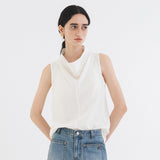 SITP5217 Cowl Neck Breeze Sleeveless Blouse_White