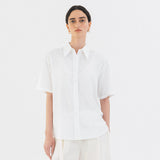 SITP5195 Point Collar Loose Fit Short Sleeve Shirt_White