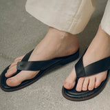 SIAC3046 Cowhide Wood Heel Sandals_Black