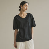 SITP5136 Loose Fit V-Neck Short Sleeve T-Shirt_Black
