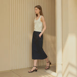 SIST9024 Nylon Purtig Skirt_Charcoal