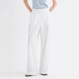SIPT7163 Washed Half-Banding Slacks_White
