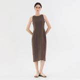 SIA8037 Airy Halter Neck Long Dress_Brown