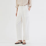 SIPT7157 Semi Curved Crop Slacks_White