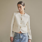 SIOT4100 Classic Tweed Jacket_Ivory