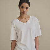 SITP5136 Loose Fit V-Neck Short Sleeve T-Shirt_White