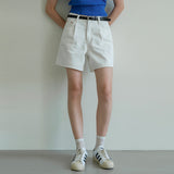 SIJN6030 color denim shorts_Ivory